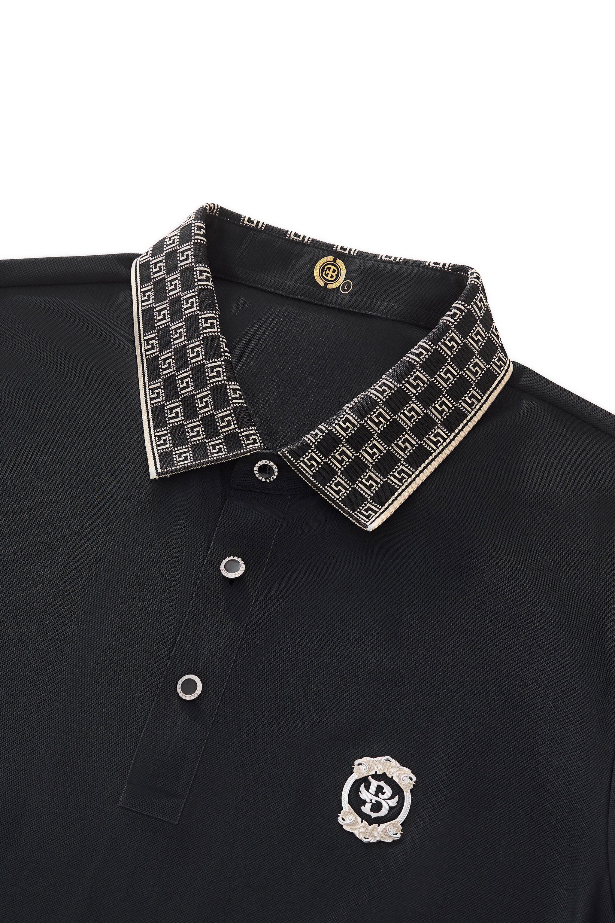 Monogram Trim Performance Polo - El baron BLACK