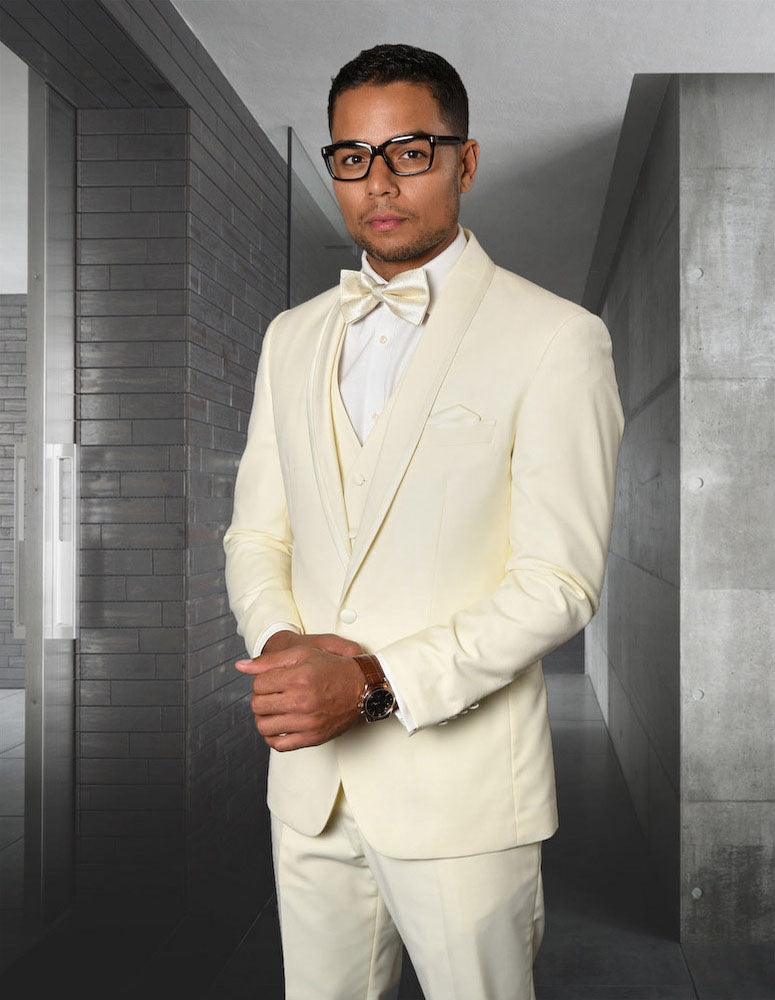 Statement CAESAR 3 Piece Tuxedo Off White