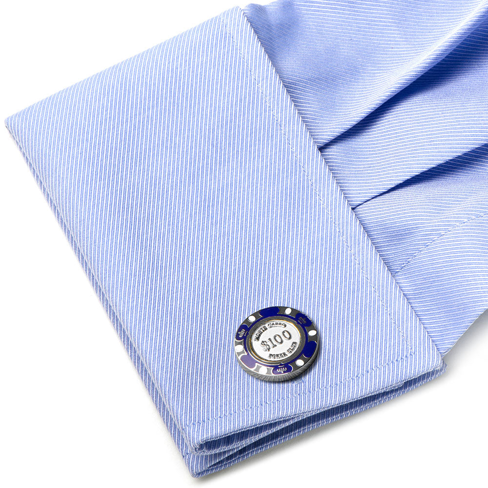 Poker Chip $100 Purple Cufflinks