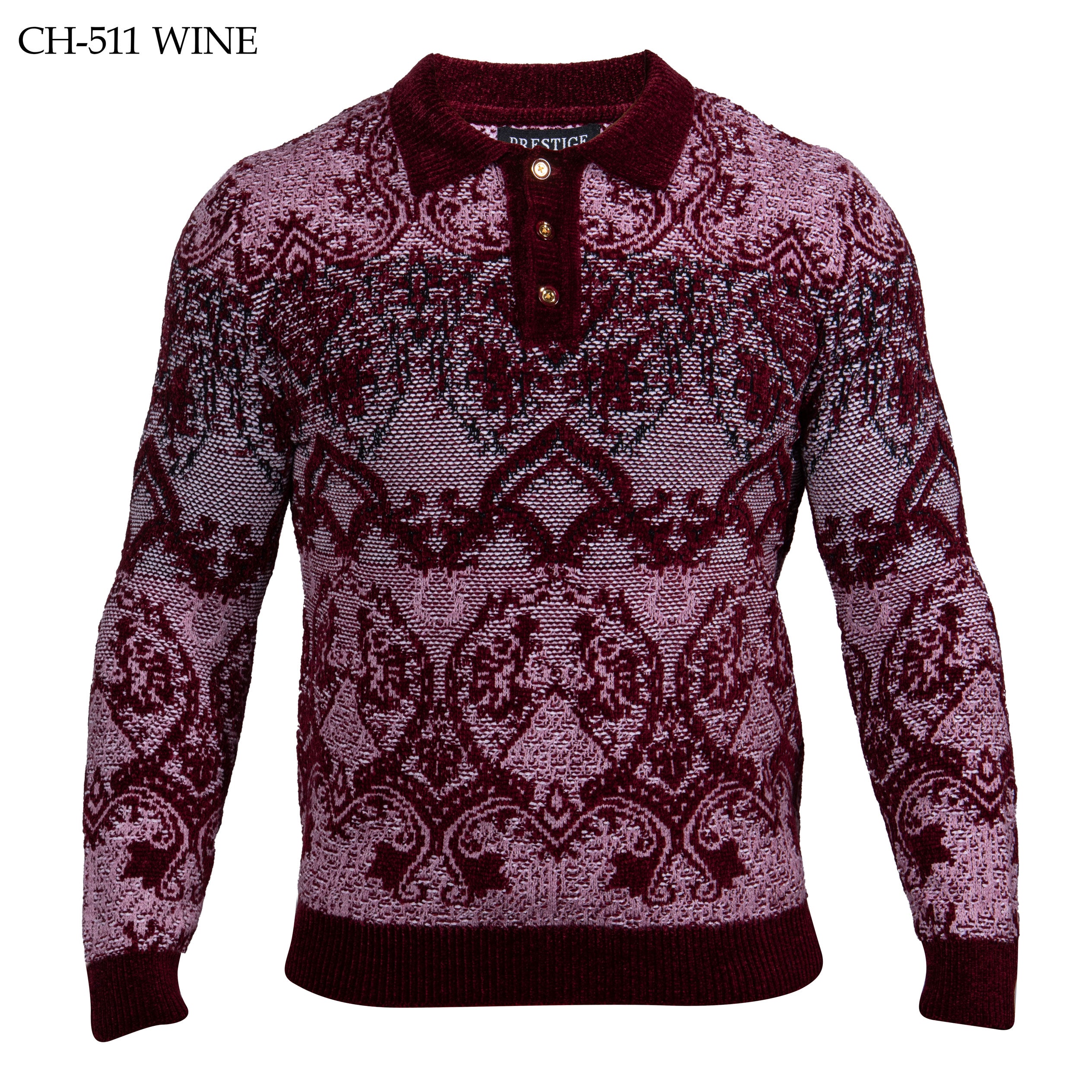 Prestige CH-511 L/S 3 Button Polo Wine