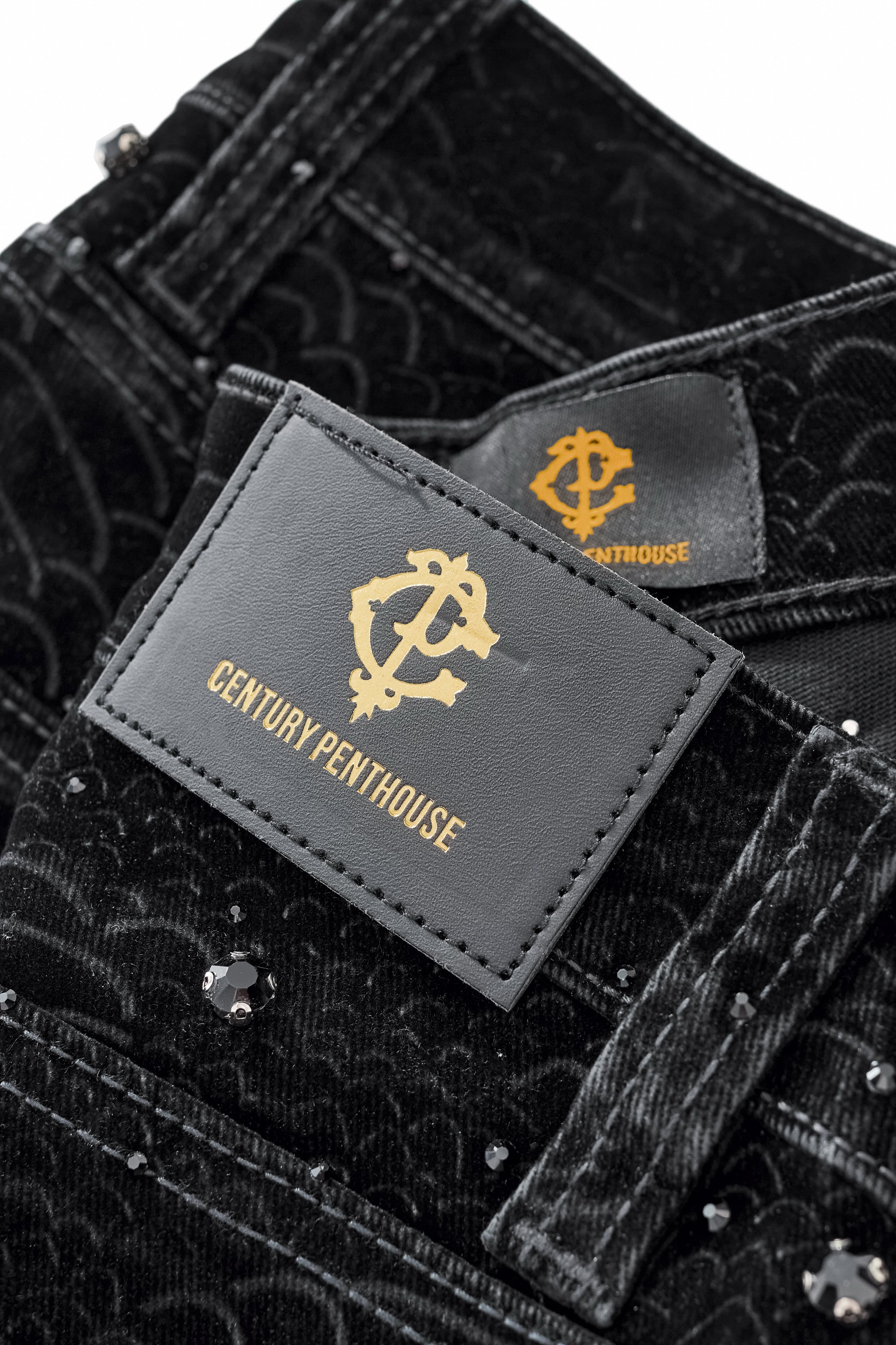 Midnight Serpent Rhinestone Pants - Century Penthouse BLACK