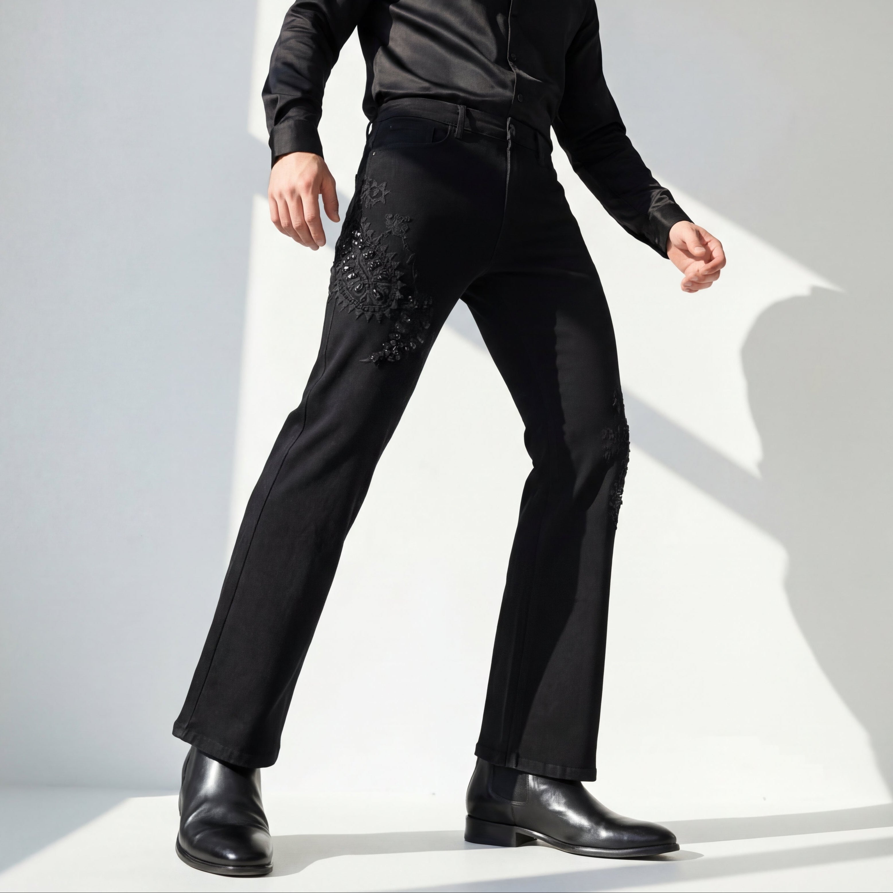 Eminence Paisley Denim Pant – Century Penthouse BLACK