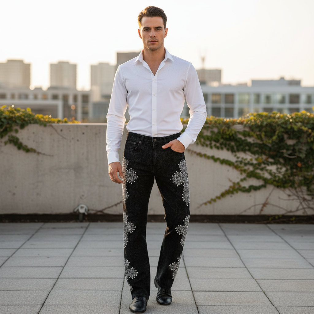 Sanctum Cross Denim Pant – Century Penthouse BLACK/SILVER