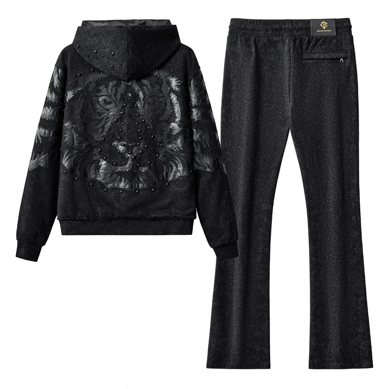 Midnight Roar sweatsuit BLACK - CENTURY PENTHOUSE