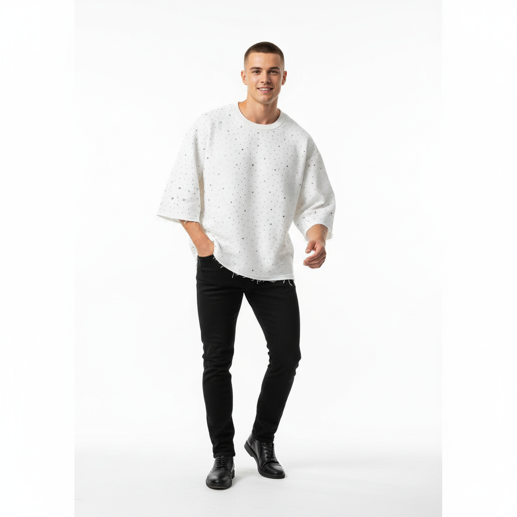 Stellar Scatter Sweatshirt – Century Penthouse WHITE/SILVER