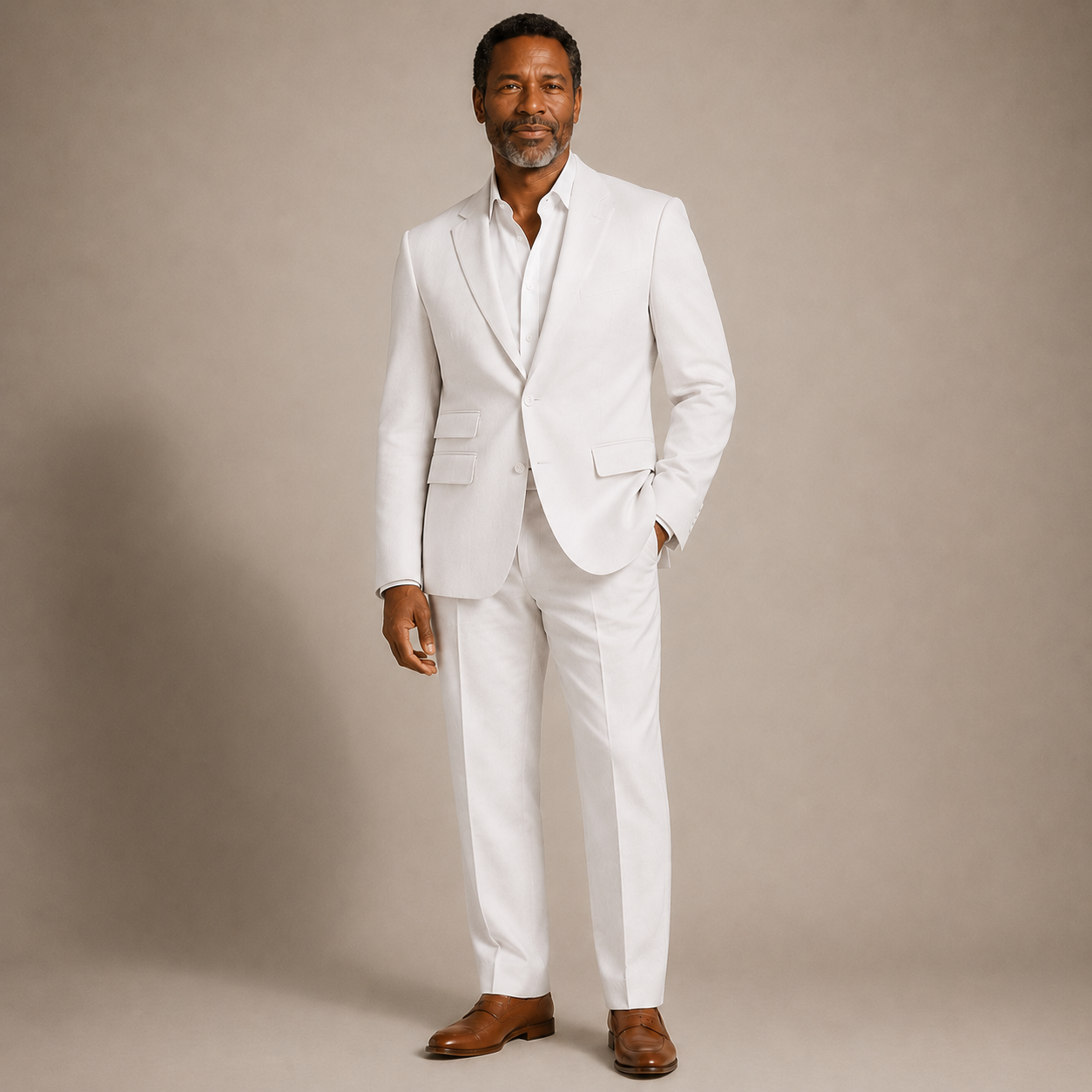 Inserch Men's Premium Linen Suit White