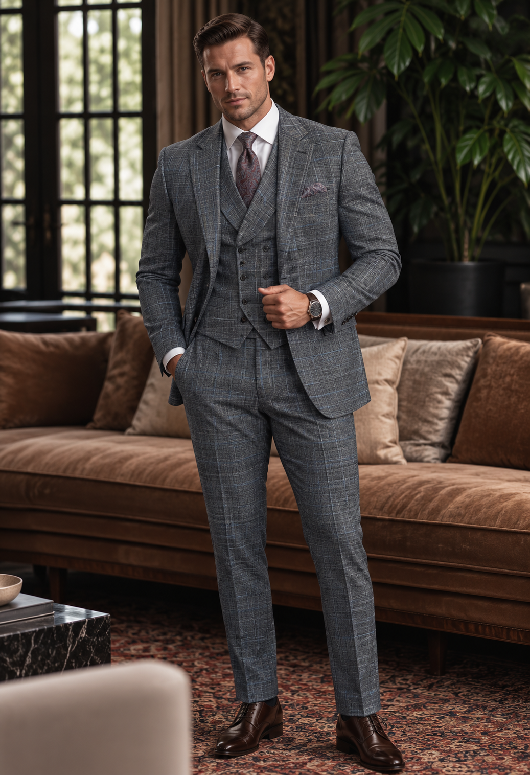 Vitali M2345 3 Pieces Suit Charcoal