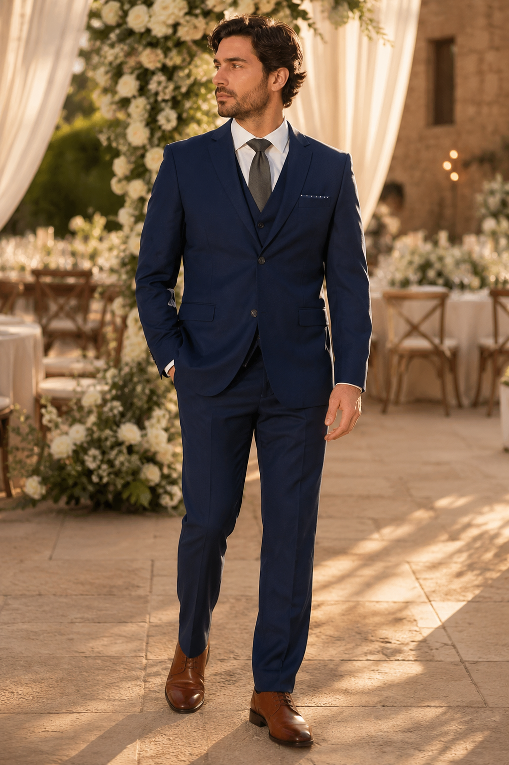 Caravelli S600512U Slim Fit 3pcs Suit Midnight Blue