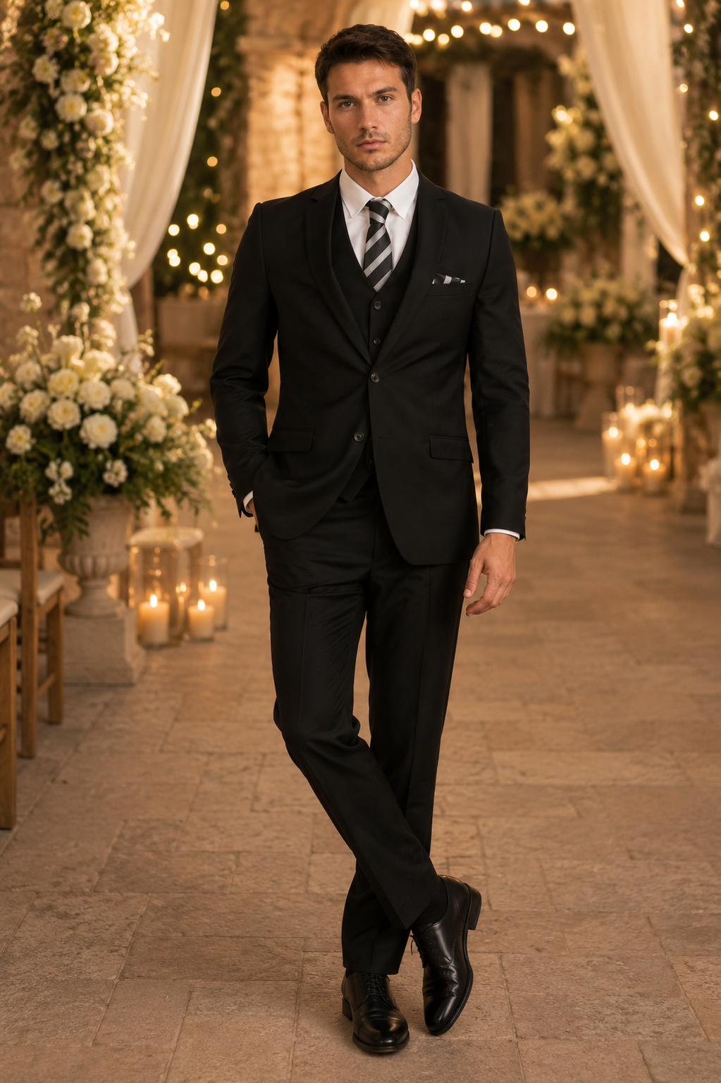3 PC Black Suit For Men Formal Suits For All Ocassions M231H-01