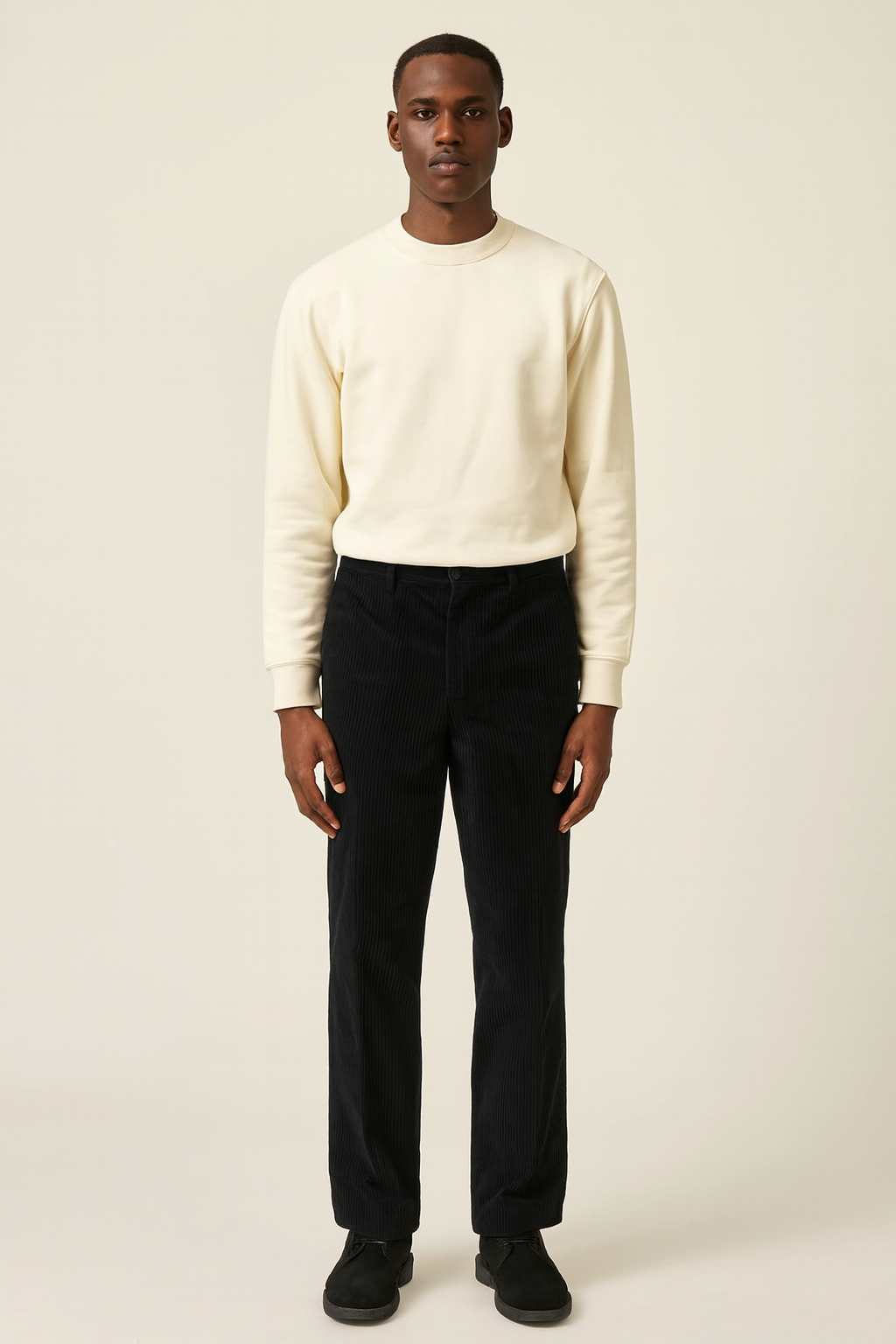 Inserch P3103 100% Cotton Flat Front Corduroy Pants Black