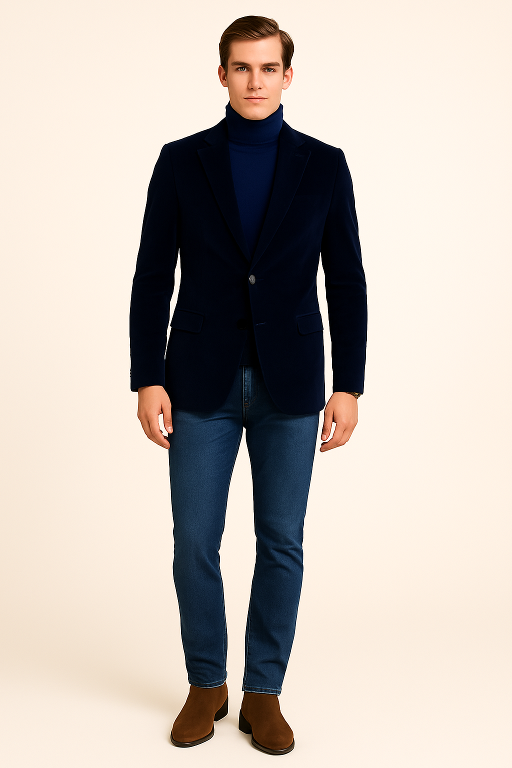 Inserch BL-007 Velvet Blazer Navy