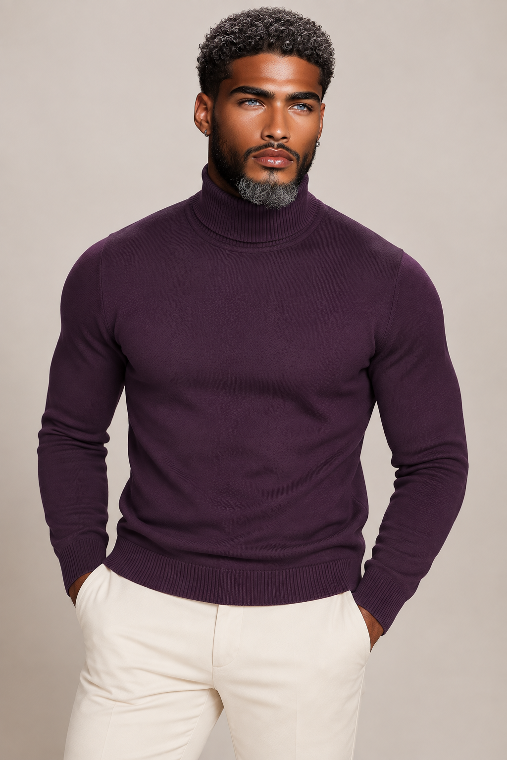 Lavane' 501T Turtleneck Pullover Slim Fit EggPlant