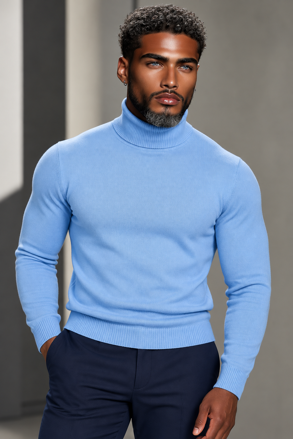Lavane' 501T Turtleneck Pullover Sky Blue