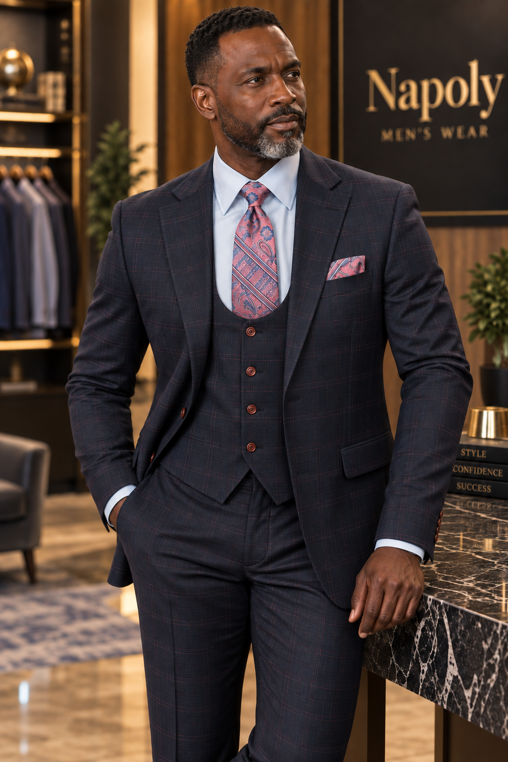 Vitali M5215 3 Pieces Suit Navy
