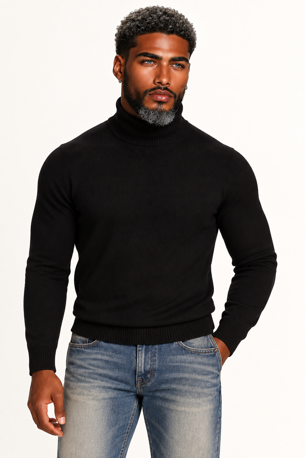 Inserch 48008 Slim Fit Turtleneck Black