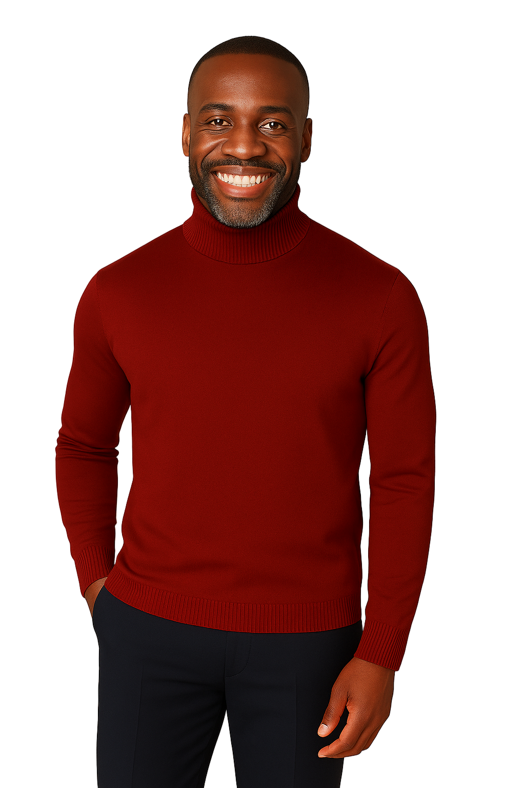 Lavane' 501M L/S Slim Fit Mock Neck Burgundy