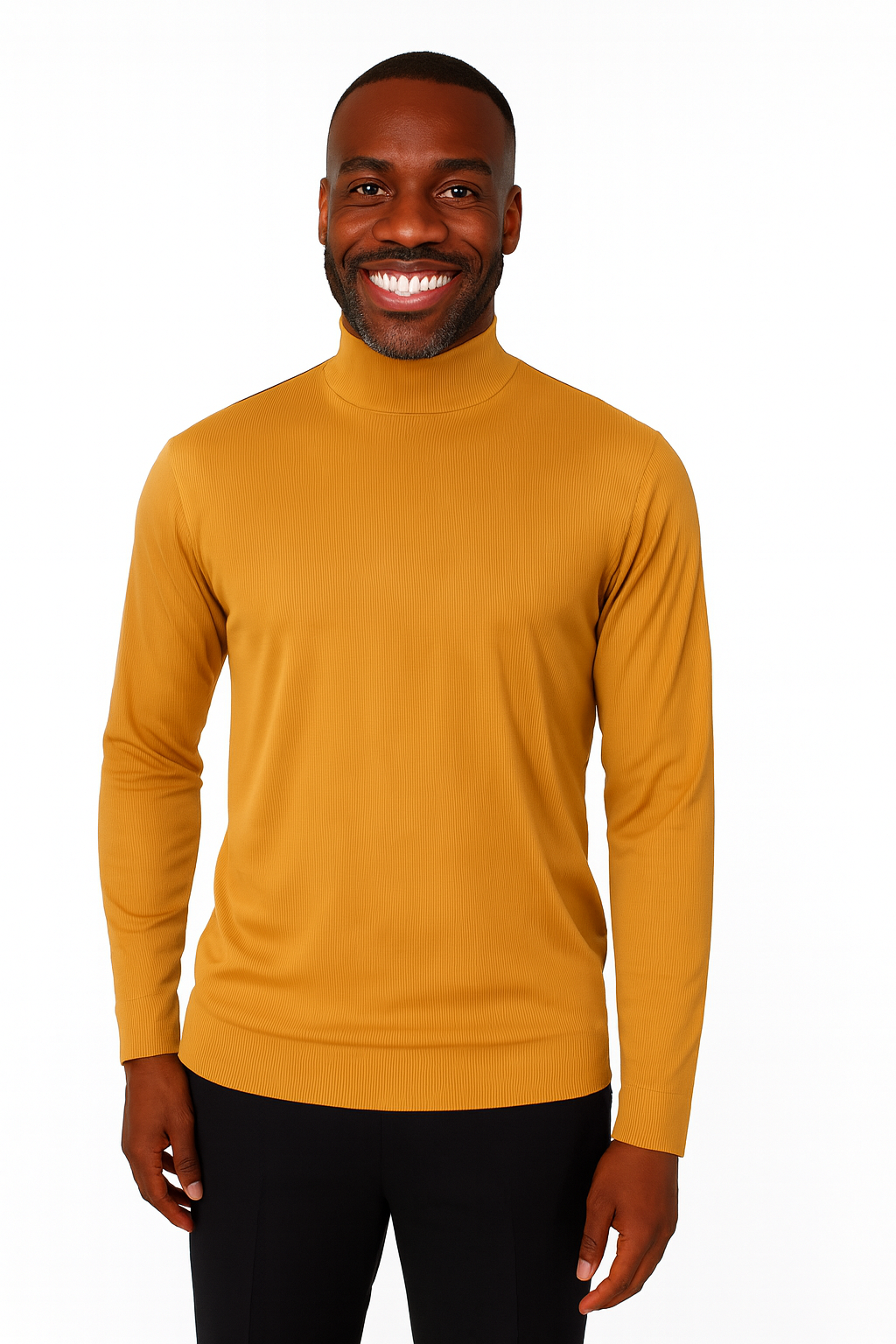 Bassiri 632 Knit Long Sleeve High Mock Neck Gold