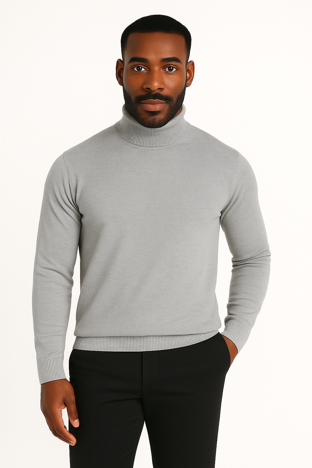 Lavane' 501T Turtleneck Pullover Slim Fit Light Gray