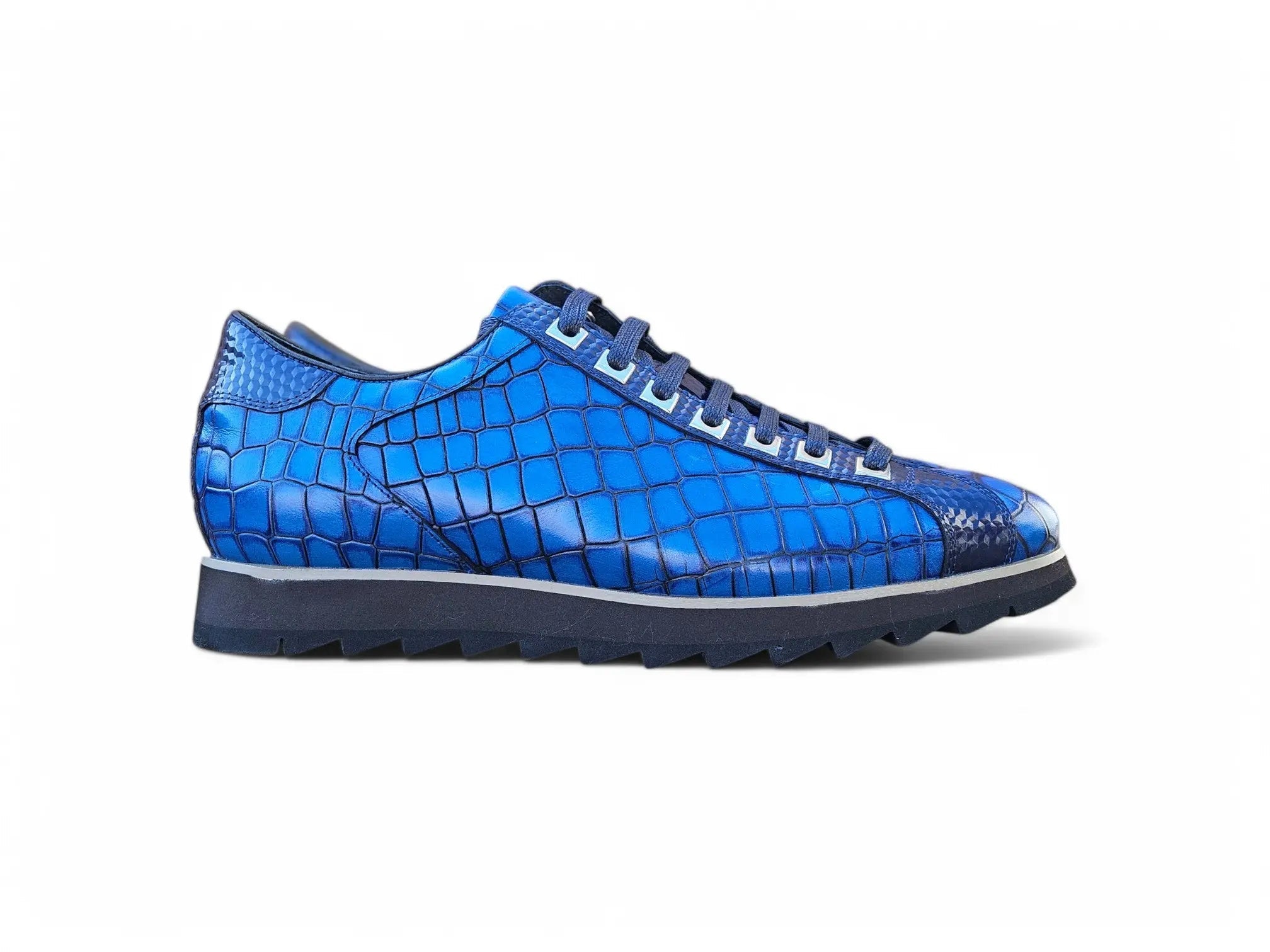 Crocodile Embossed Leather Sneaker