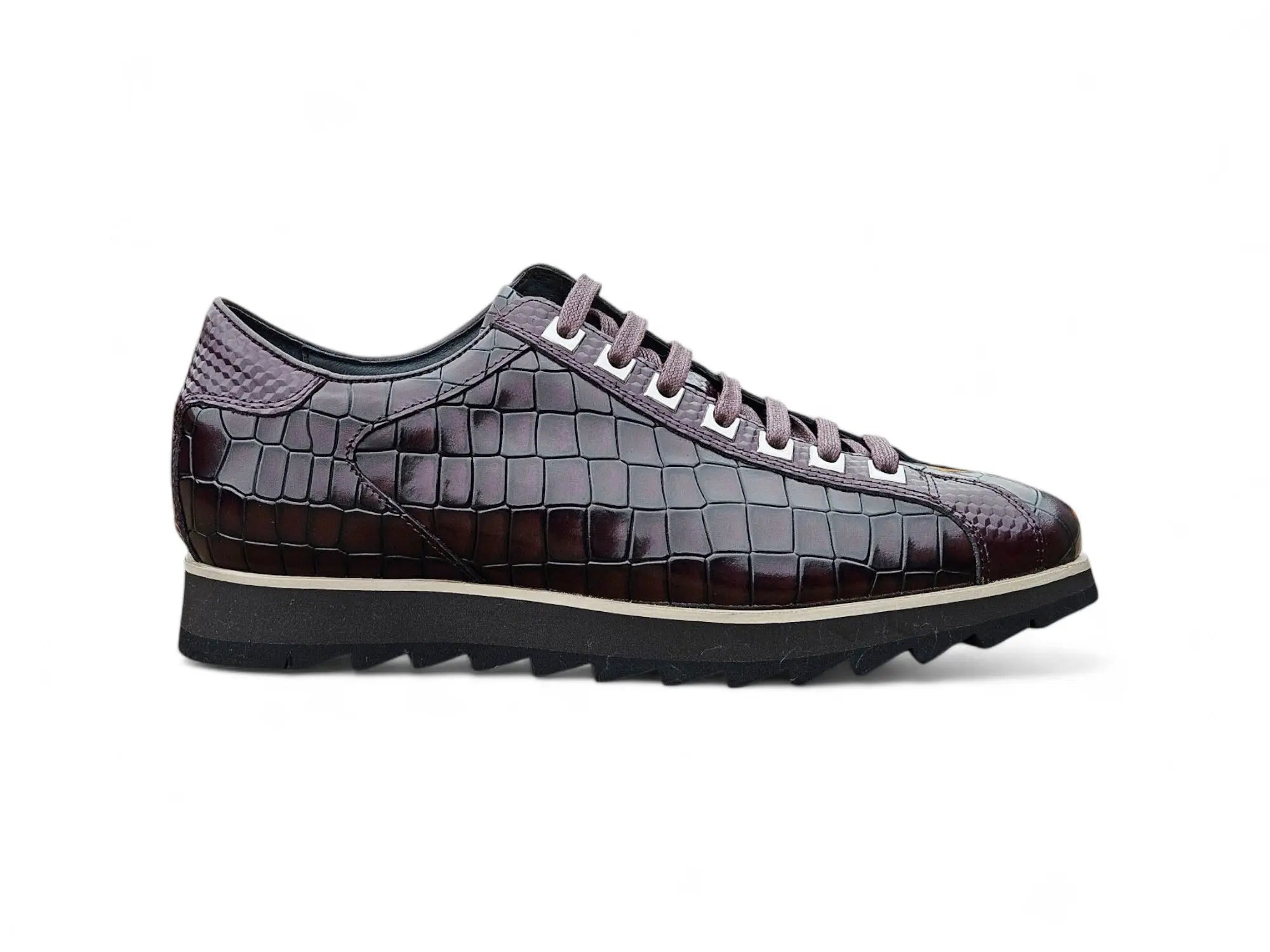 Crocodile Embossed Leather Sneaker