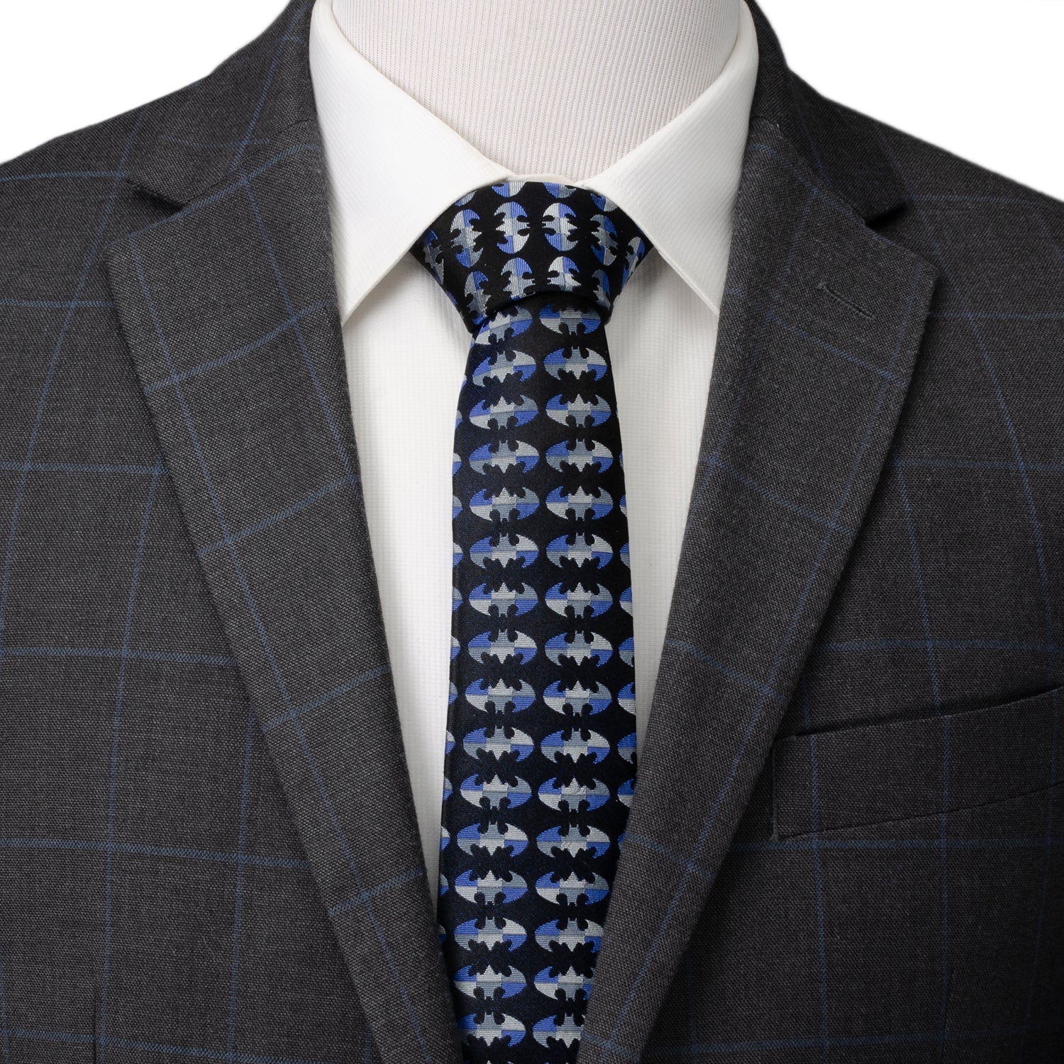 DC Batman Blue Blocked Black Men's Tie