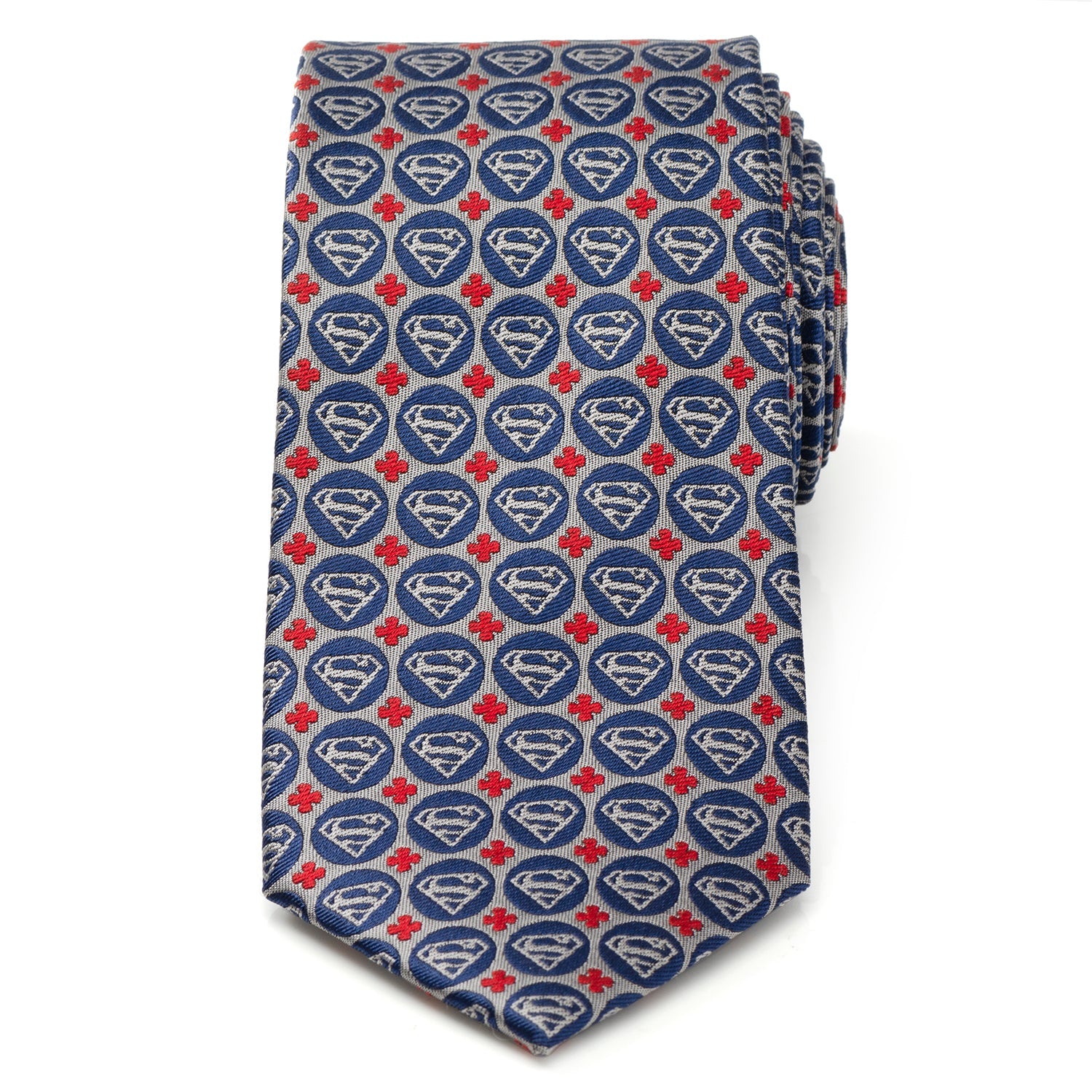 DC Superman Shield Motif Gray Men's Tie