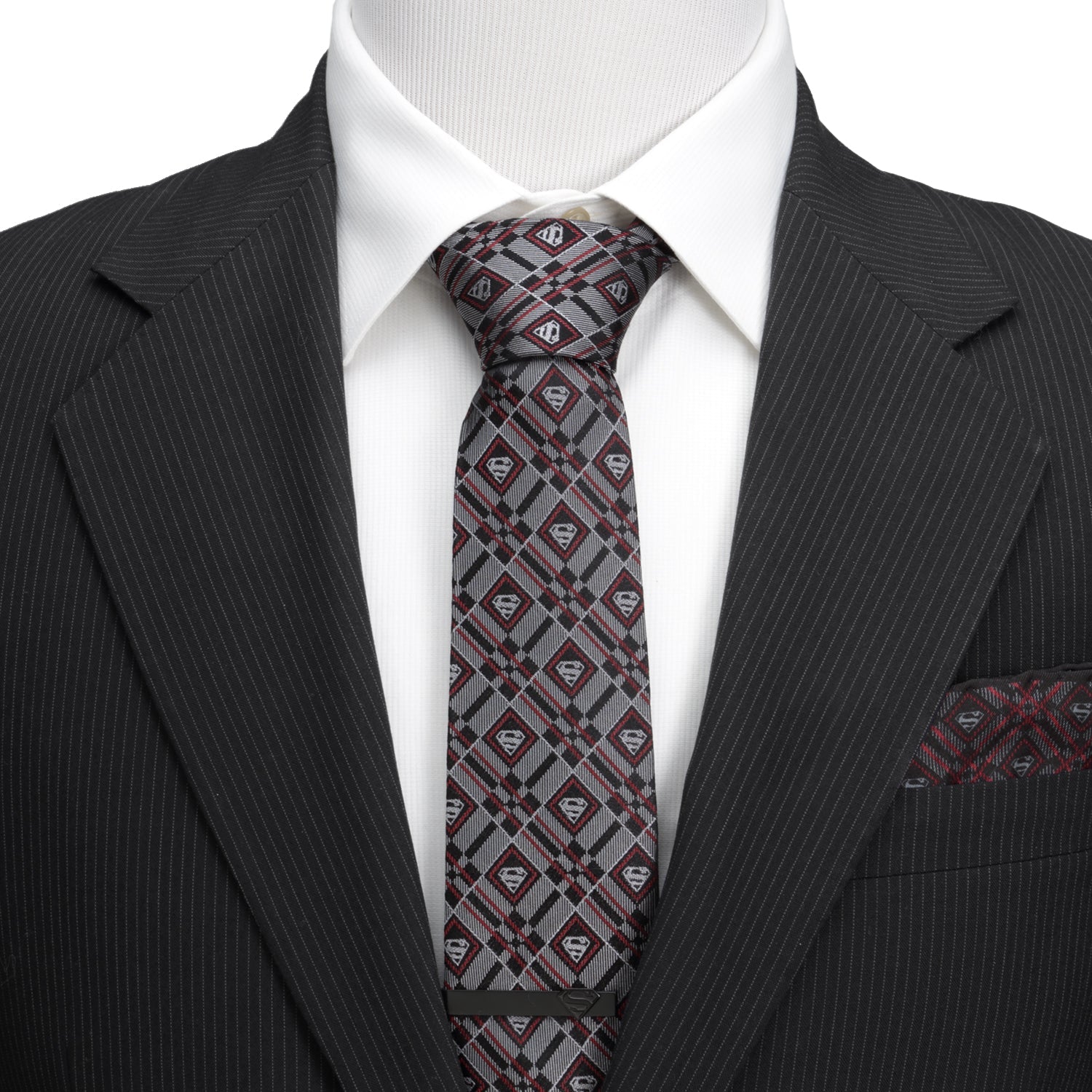 DC Superman Geometric Gray Silk Men's Tie