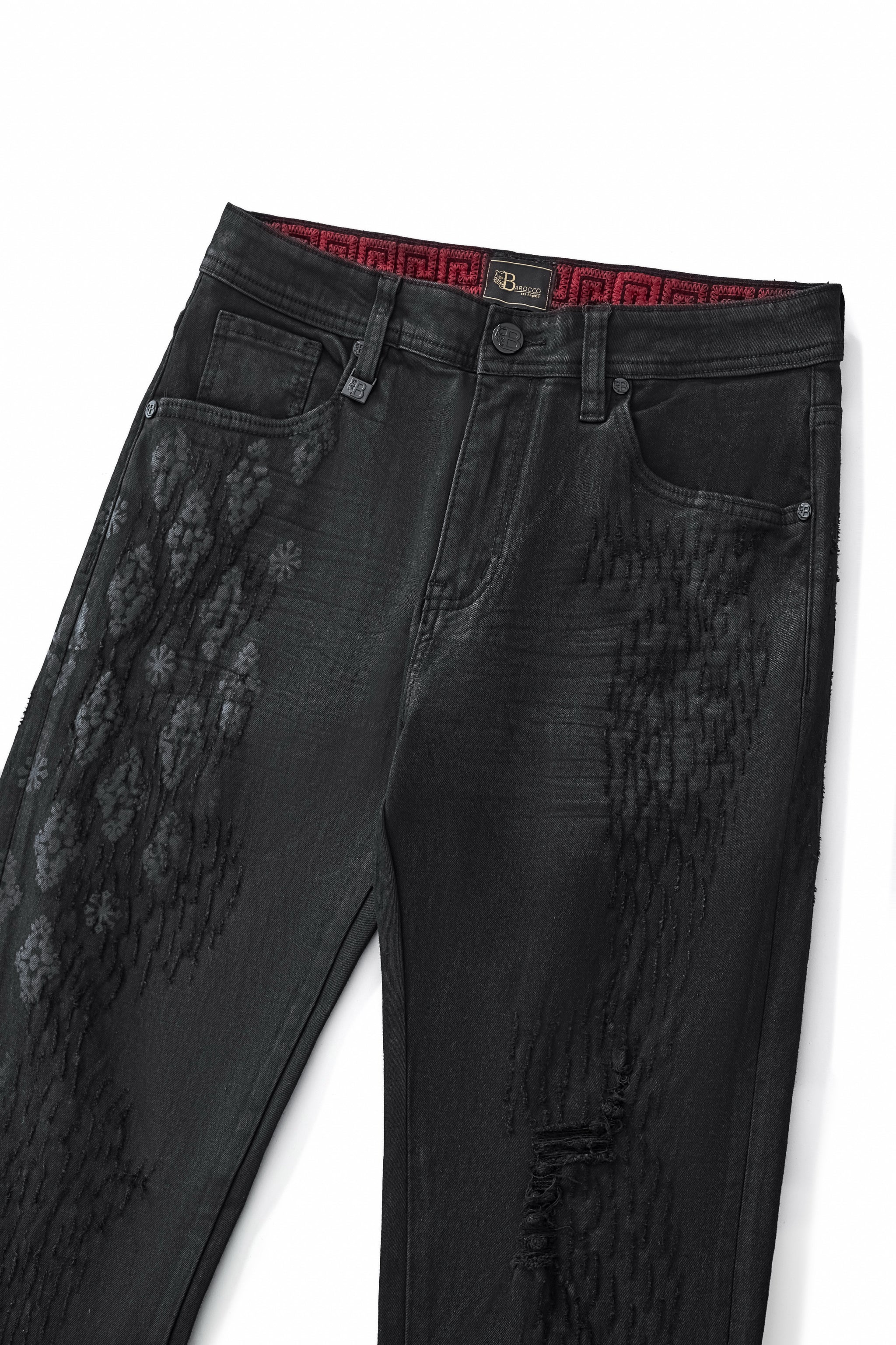 Regalia Medallion Print Denim Pant BLACK