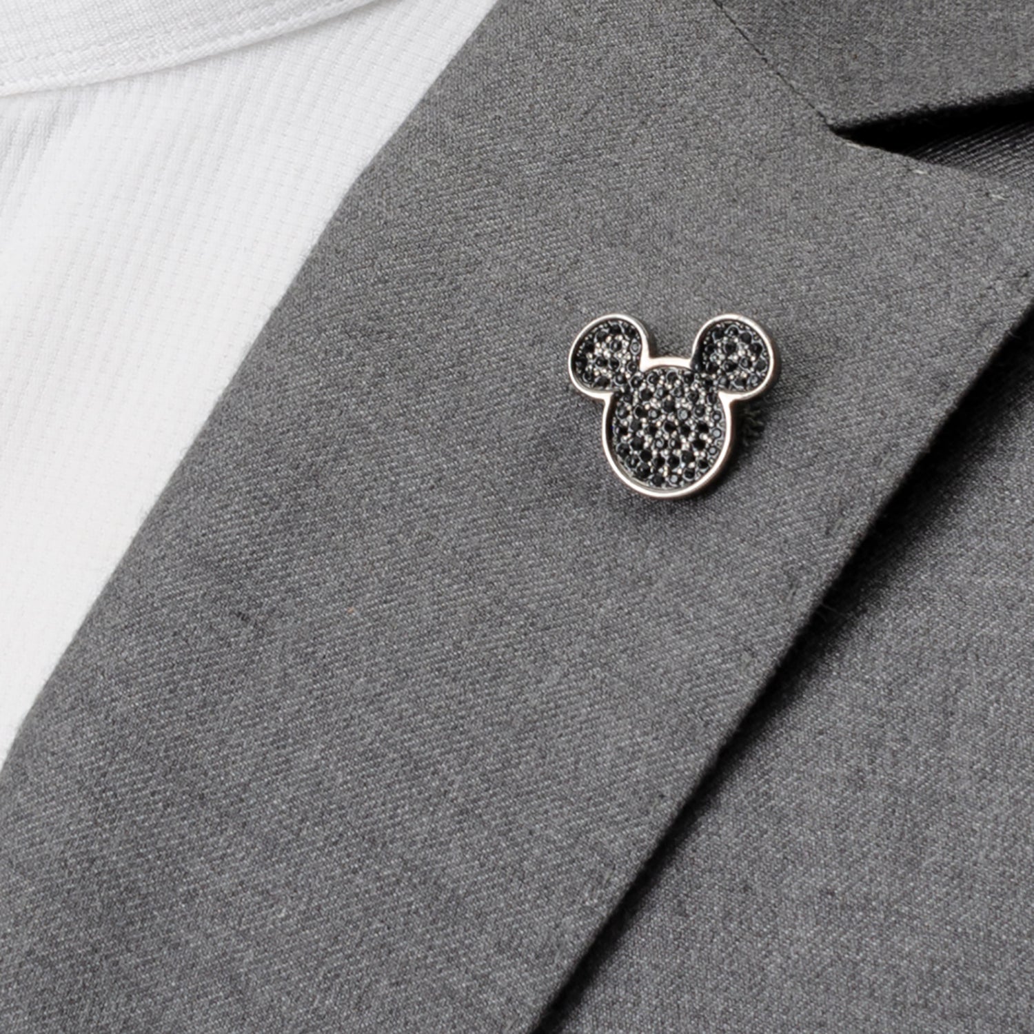 Disney Mickey Mouse Black Pave Crystal Lapel Pin
