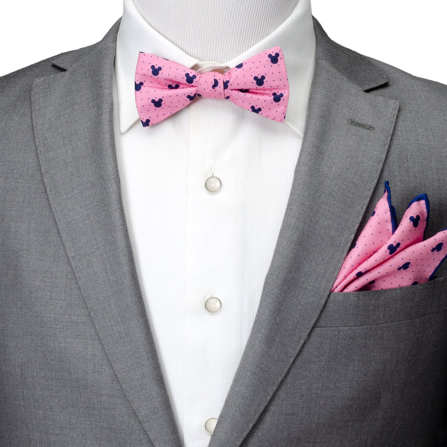 Disney Mickey Mouse Pink Dot Silhouette Pre-Tied Bow Tie