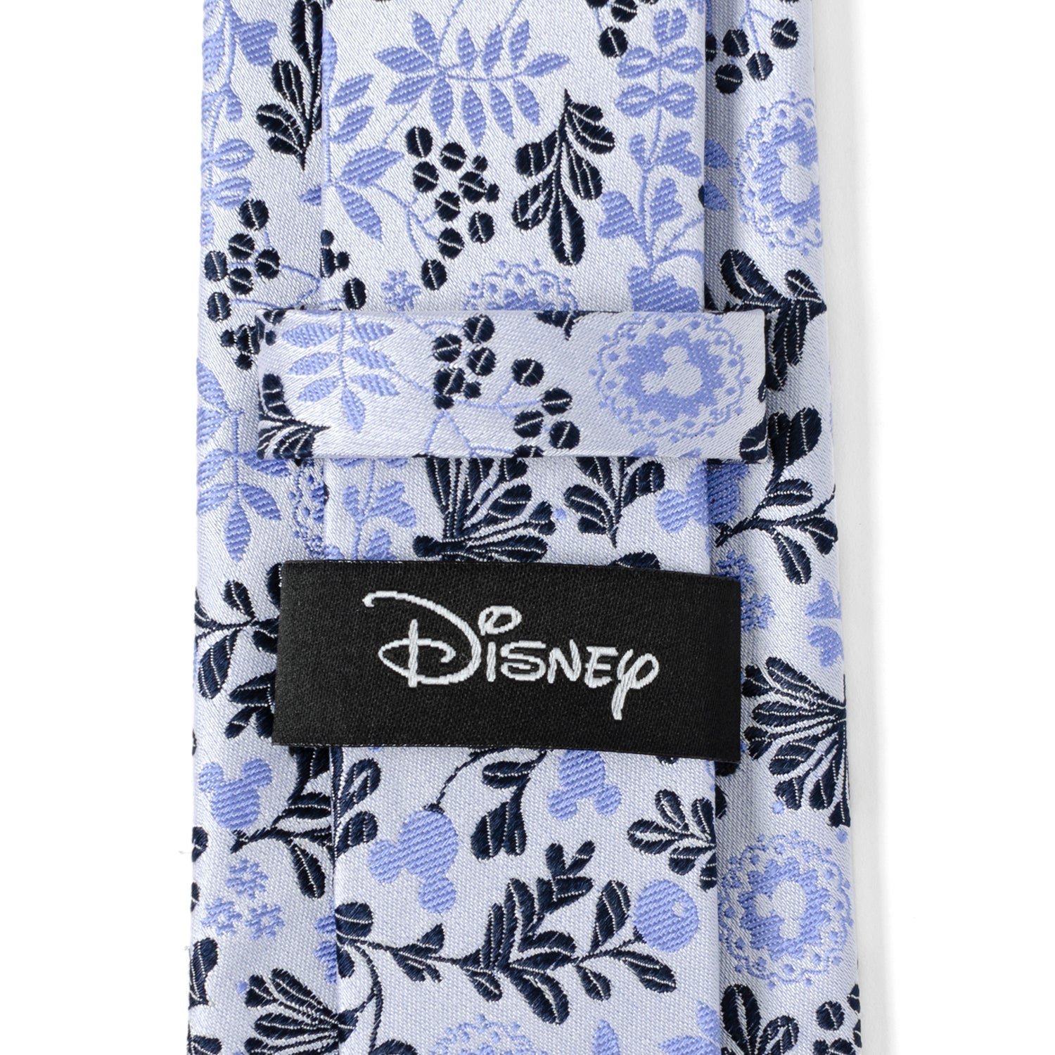 Disney Mickey Mouse Floral Silhouette Blue and White Tie