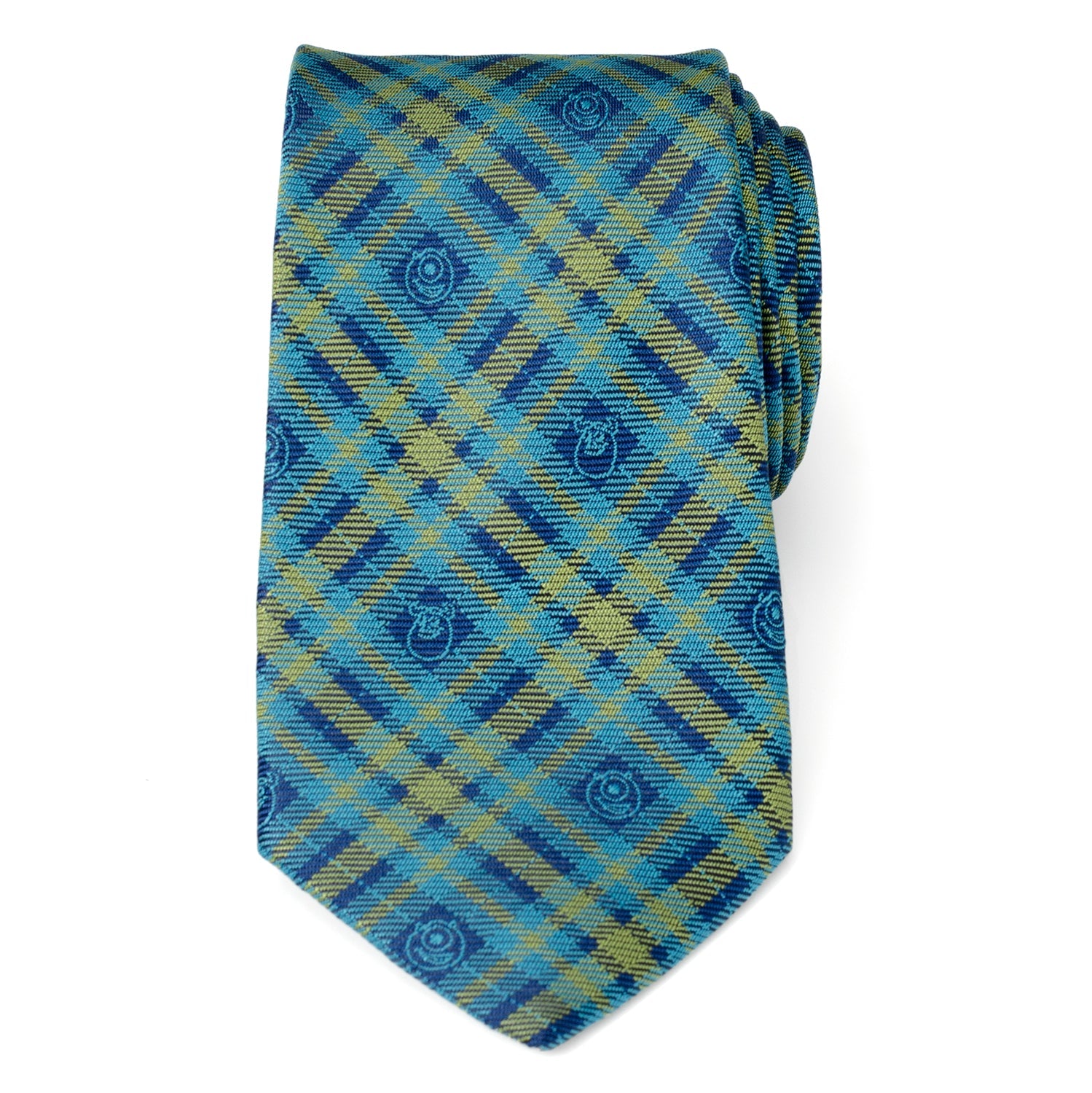 Disney Pixar Monsters Inc. Plaid Blue and Green Tie