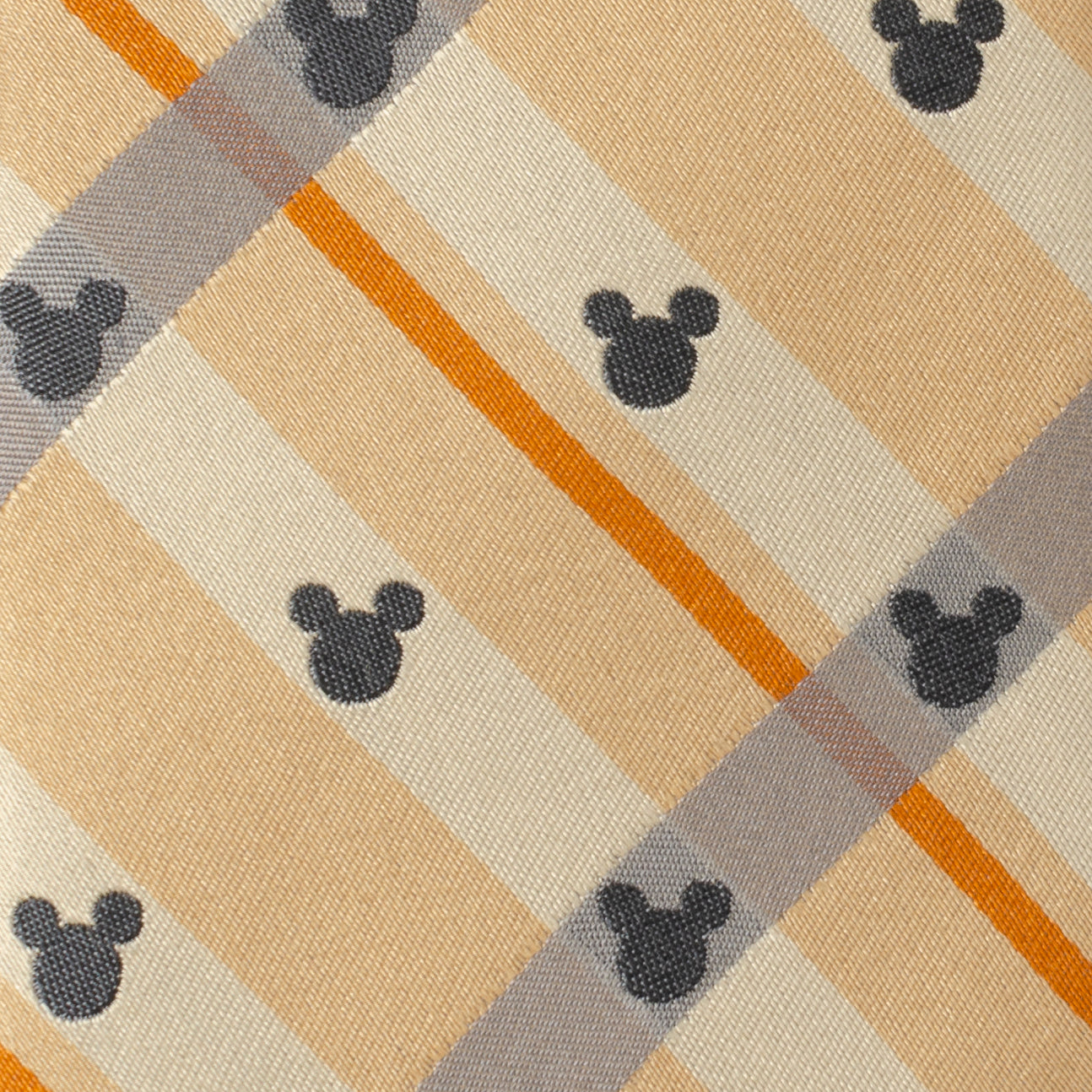 Disney Mickey Mouse Silhouette Tan Plaid Tie