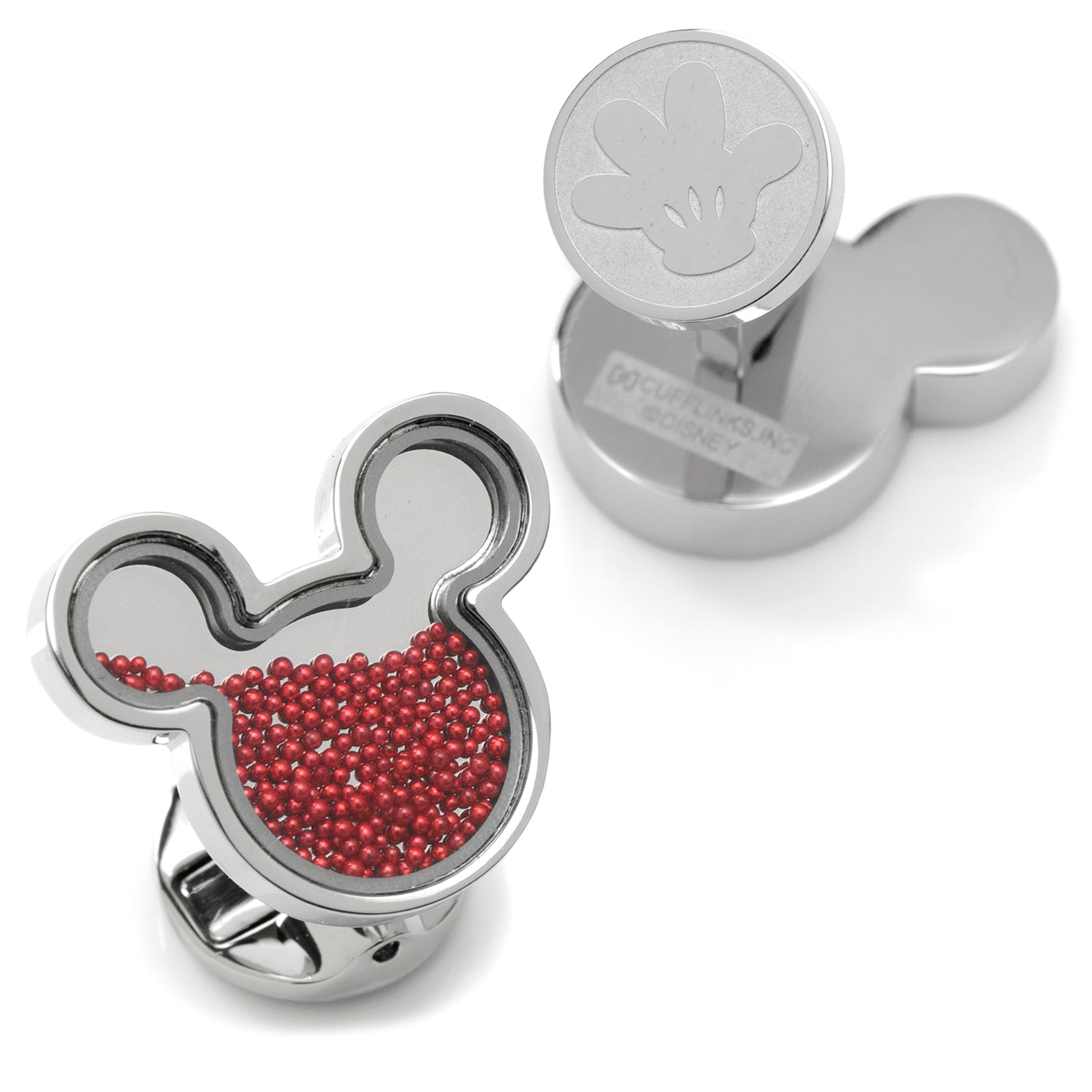 Disney Mickey Mouse Silhouette Red Caviar Bead Cufflinks