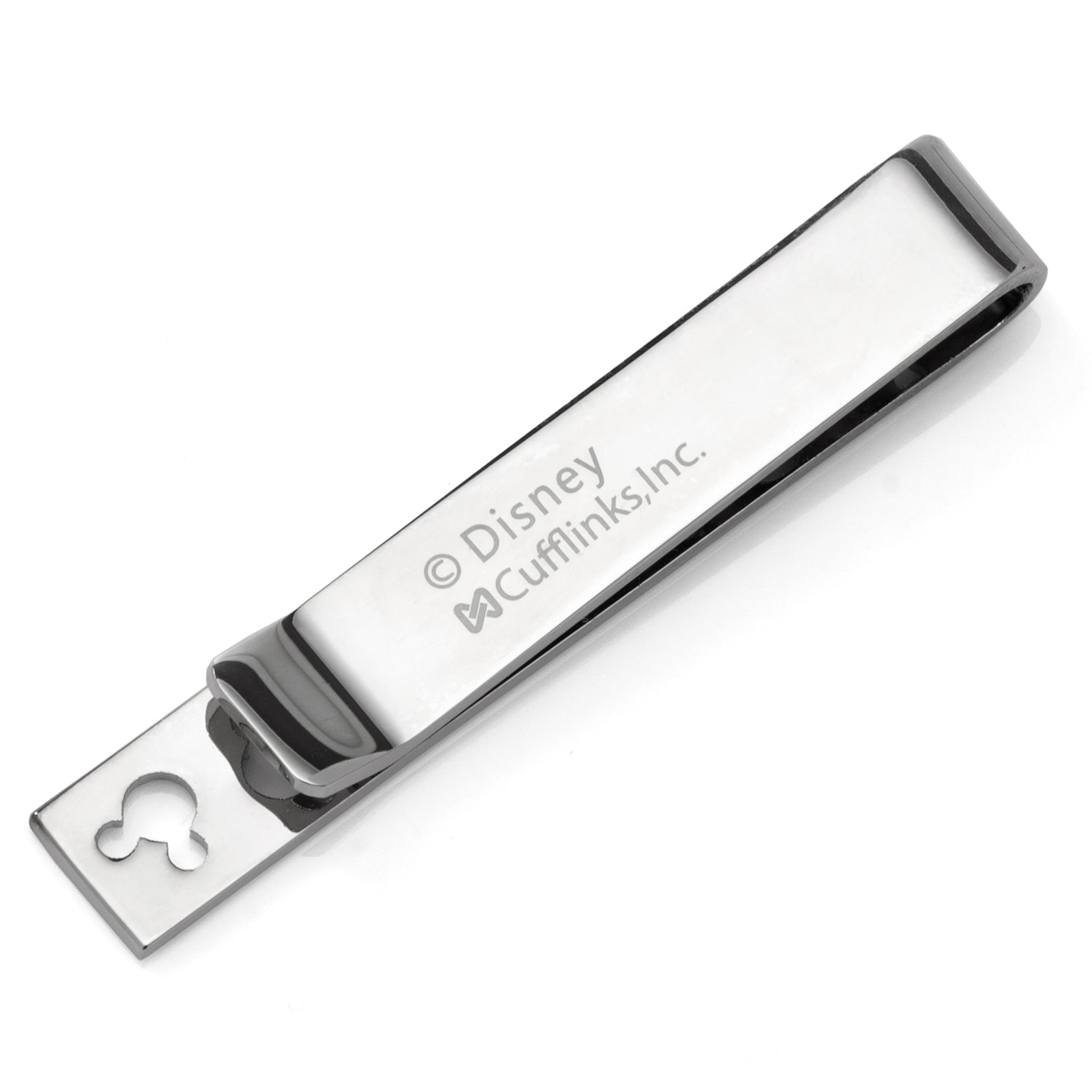 Disney Mickey Mouse Silhouette Cutout Silver Tie Bar