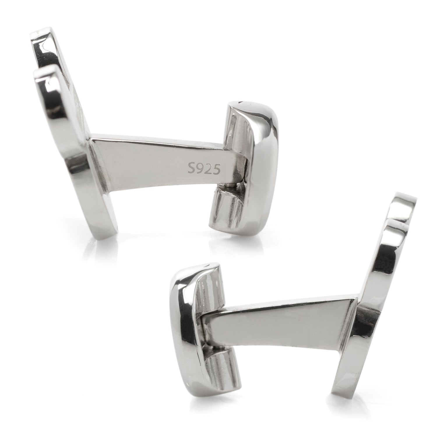 Disney Mickey Mouse Silhouette Lavender Mother of Pearl Sterling Silver Cufflinks