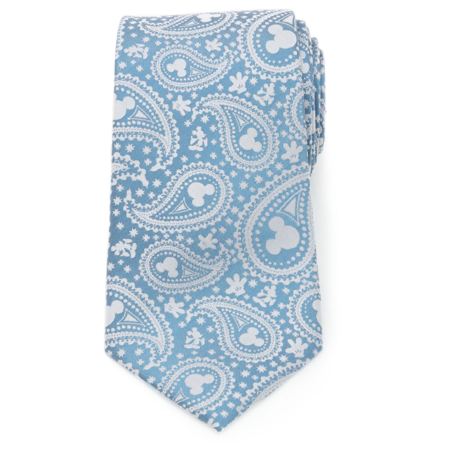 Disney Mickey Mouse Teal Paisley Necktie and Pocket Square Gift Set