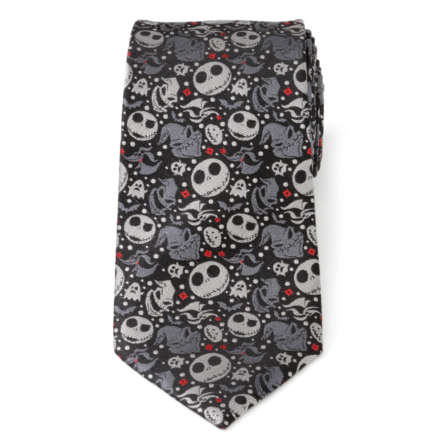 Disney The Nightmare Before Christmas Black Gray Pattern Men's Tie