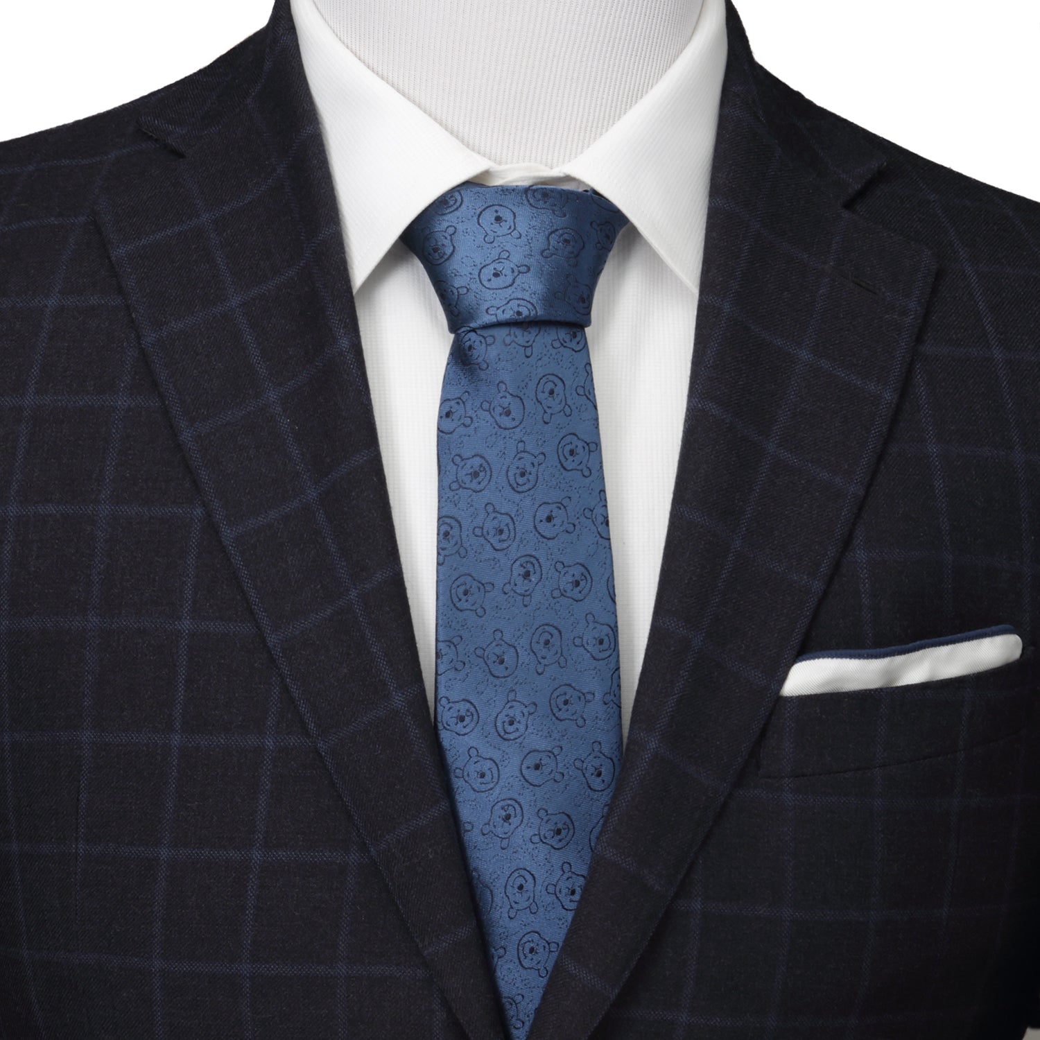 Disney Winnie the Pooh Blue Tonal Men's Tie