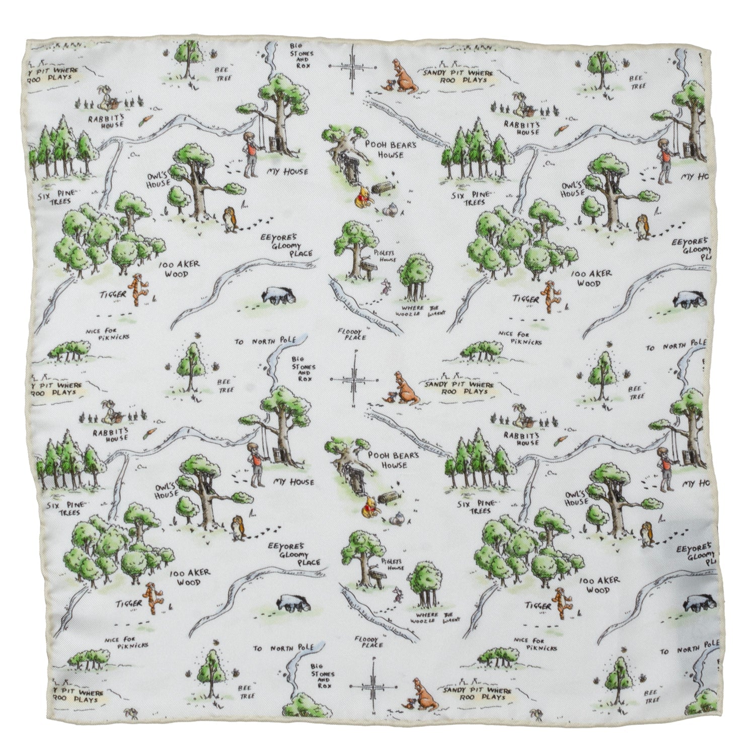 Disney Winnie the Pooh Map Pocket Square