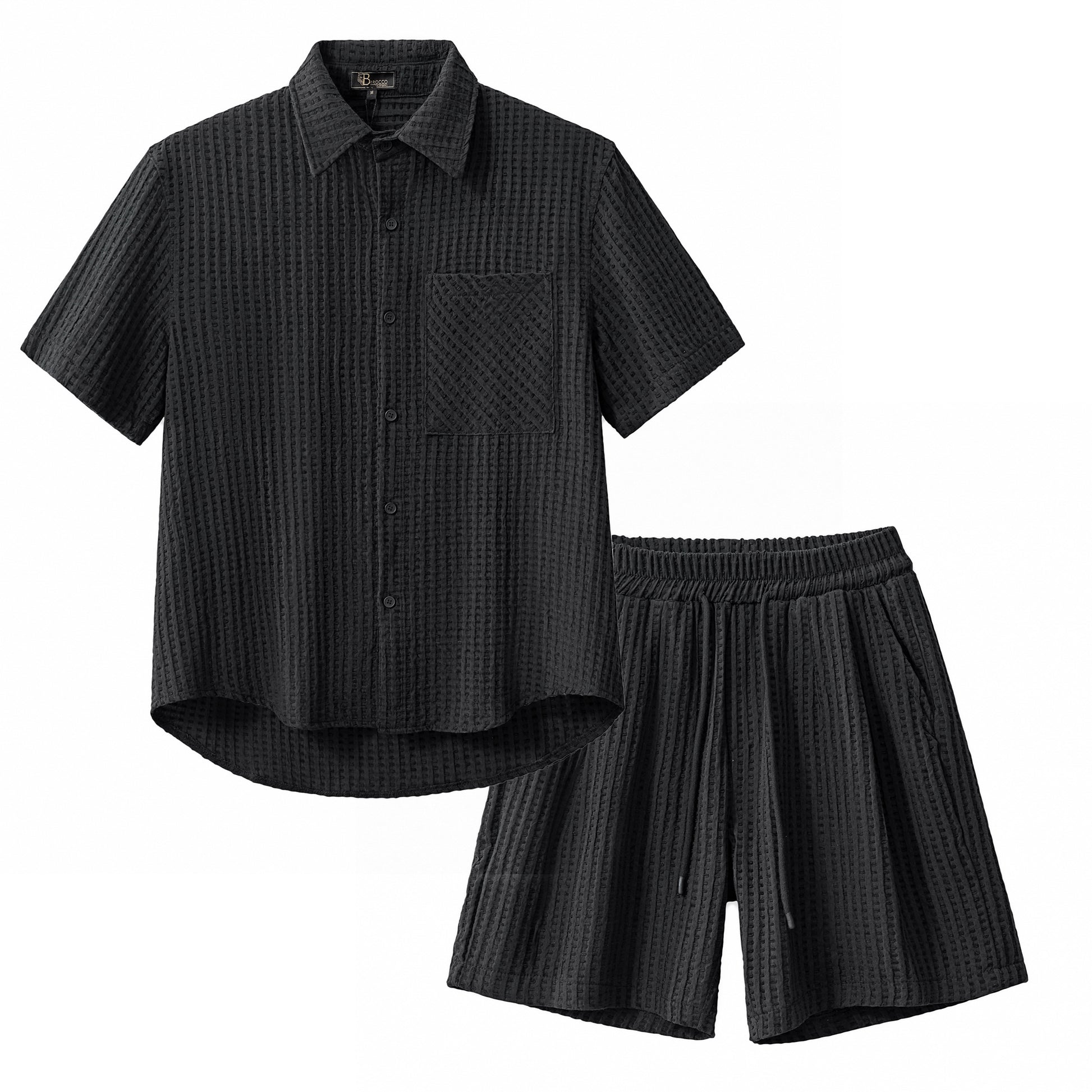 Drift Set – Waffle Textured Shirt & Short BLACK