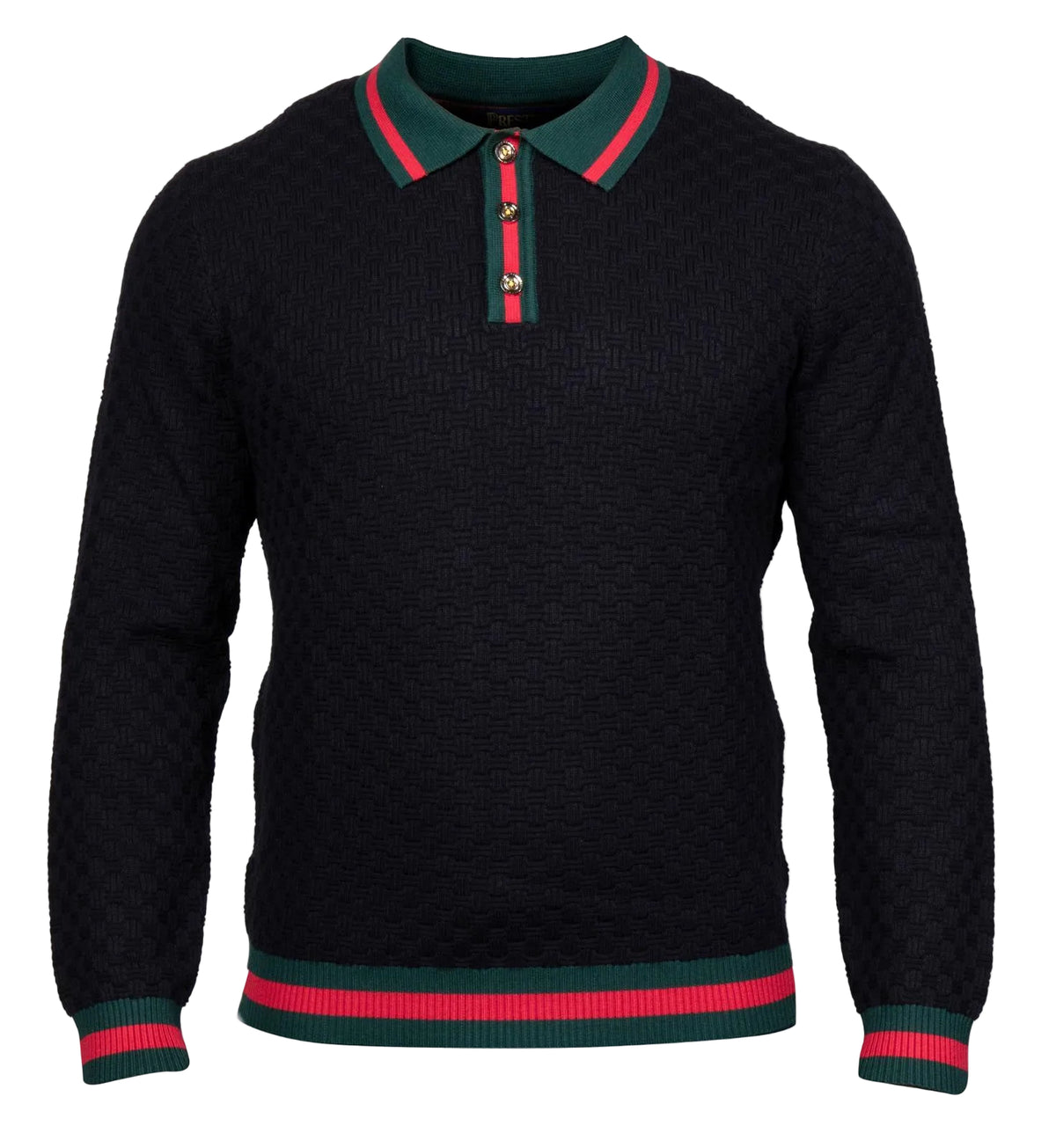 Prestige SW-6520 3 Buttons Polo Sweater Black
