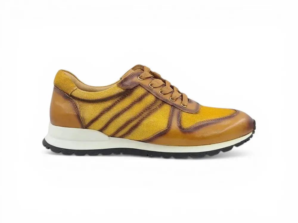 Fashion Sneaker Calfskin with Canvas inlaid