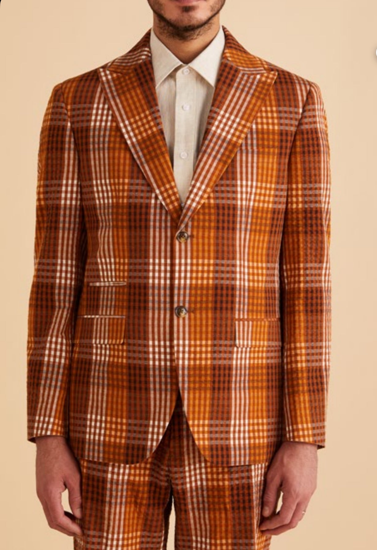 Inserch BL272-27 Seersucker Gingham Blazer Color Aztec