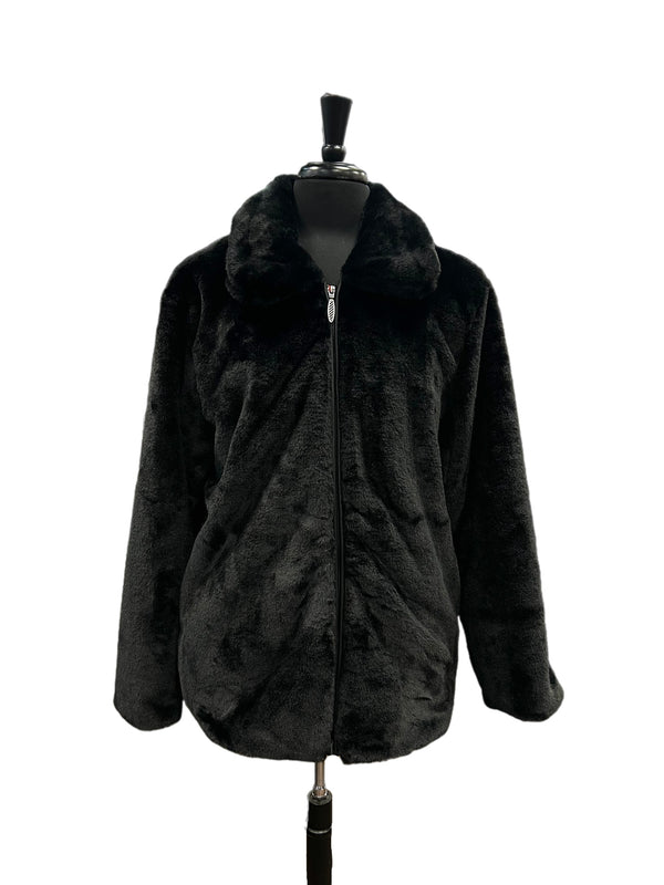 Mazari 9010 Fur Short Coat Black