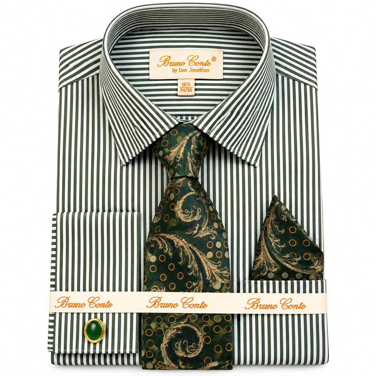 Bruno Contee 1207 Shirt Tie Set Olive