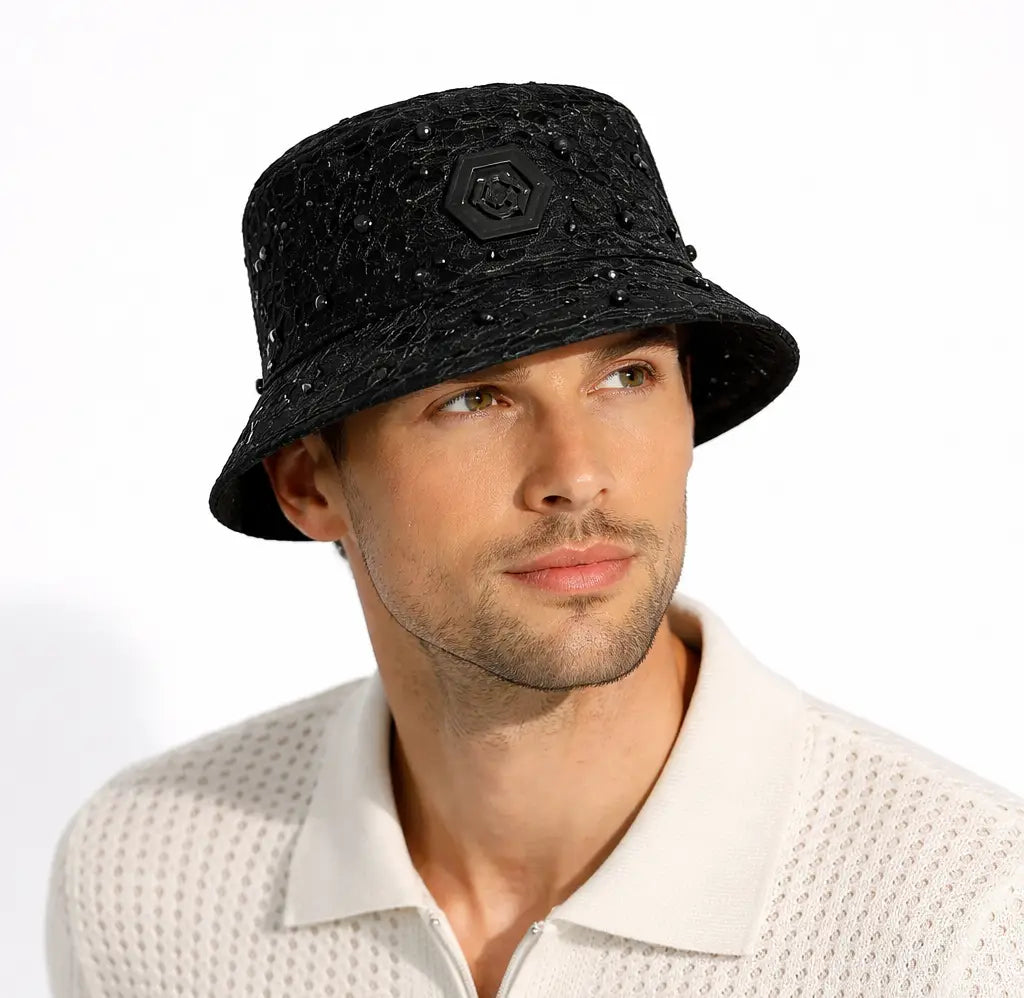 Midnight Serpent Rhinestone - Century Penthouse Hat BLACK