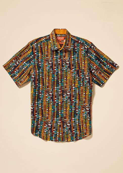 Inserch SS7918-167 Gio Print Short Sleeve Linen Shirt Caco