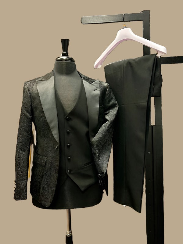 Vitali M2349 3 Pieces Vested Tuxedo Black