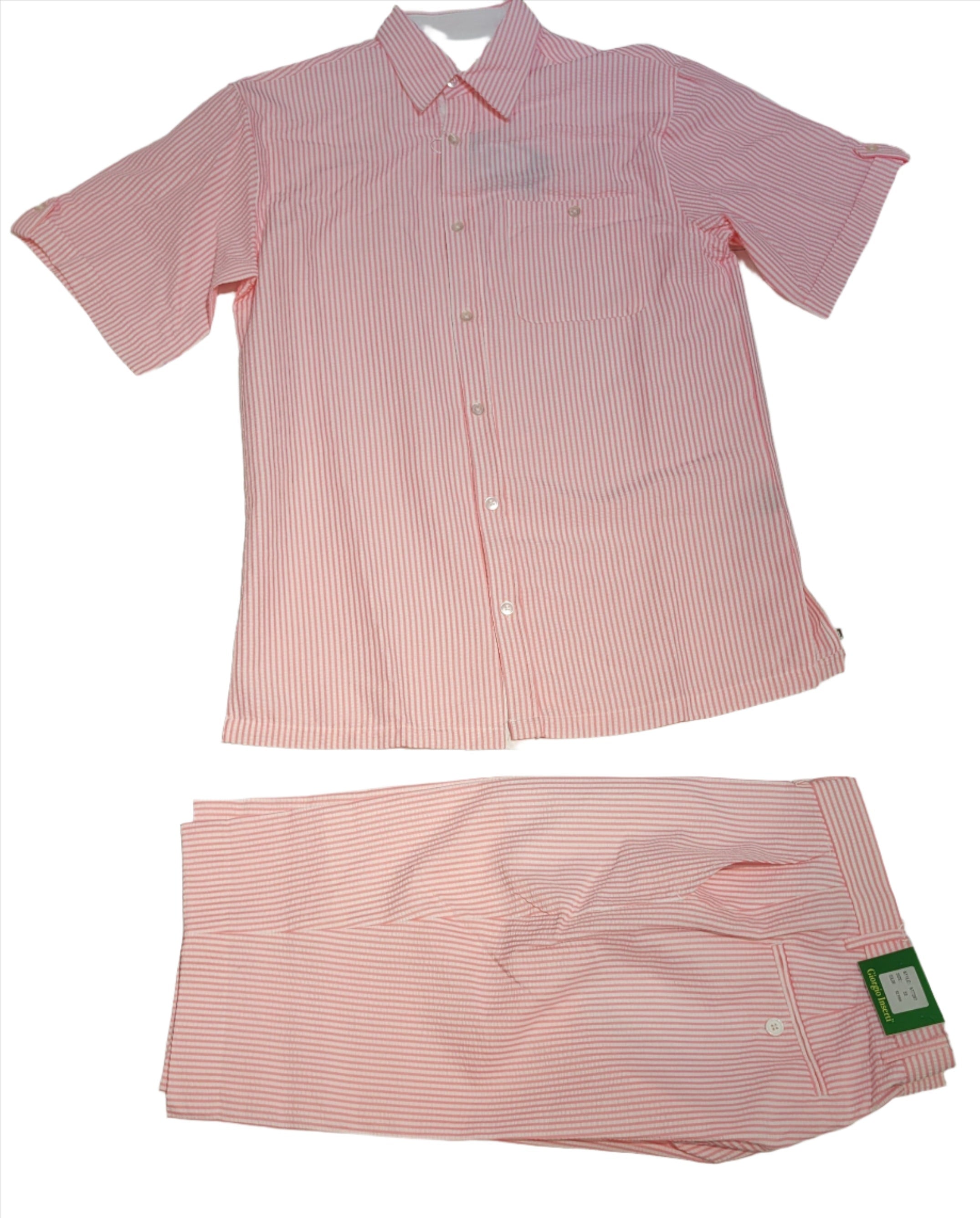 Giorgio Inserti SS7287 By Inserch Seersucker Short Set Pink